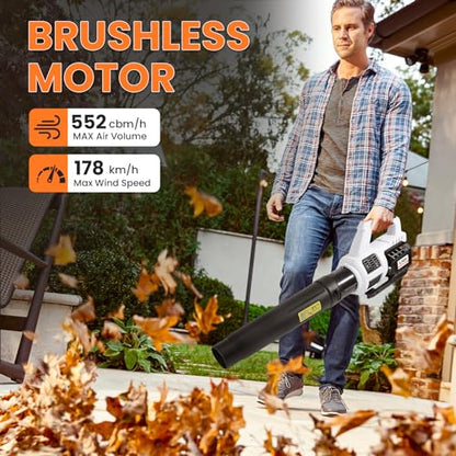 LIGO 20V Cordless Brushless Leaf Blower, Efficient with 4.0Ah Battery & Fast Charger, Variable Speed, Turbo Mode, Ideal for Ergonomic, Non-Slip, and User-Friendly Handling