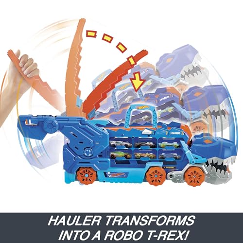 Hot Wheels City Ultimate T-Rex Transporter & 2 Die-Cast Toy Cars
