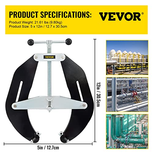 VEVOR Ultra Clamp, 5 to 12 in Diameter, High Strength Pipe Clamp with Quick Acting Screws, Steel Pipe Alignment Tool with Lightweight Design, Black