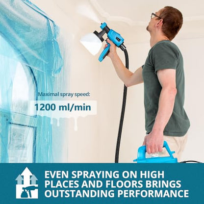 Tilswall Paint Sprayer 800W, HVLP Electric Spray Gun for Decks and Fences