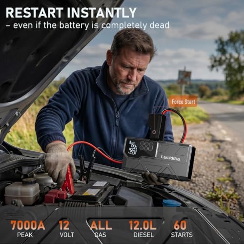 7000A Car Battery Booster Jump Starter with Air Compressor 12V Booster Pack