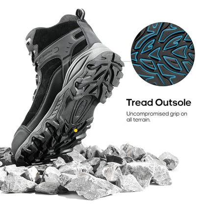 NORTIV 8 Men's Suede Waterproof Trekking Hiking Boots,Black,10