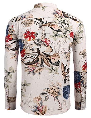 COOFANDY Men's Casual Long Sleeve Henley Shirts Cotton Linen Premium Beach T-Shirt