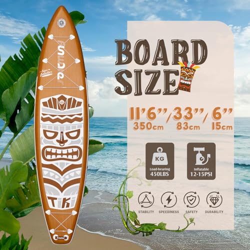 FunWater Inflatable Stand Up Paddle Board with Beginners SUP Accessories | 11'6 SUP,Anti-Slip EVA Deck,Versatile Yoga/Family Inflatable Paddle Boards for Adults & Youth of All Skill Levels