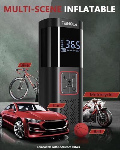 TEMOLA Tire Inflator Portable Air Compressor, Digital Car Tire Pump 150 PSI