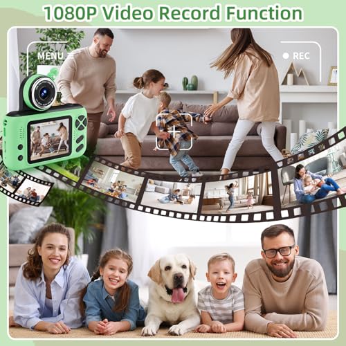 Kids Camera for Boys and Girls HD Selfie Digital Camera for 3-12 Year Old Kids with Tripod & SD Card, Perfect for Christmas & Birthday Gifts Best Festival Gift(Green)
