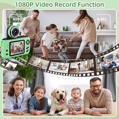 Kids Camera for Boys and Girls HD Selfie Digital Camera for 3-12 Year Old Kids with Tripod & SD Card, Perfect for Christmas & Birthday Gifts Best Festival Gift(Green)