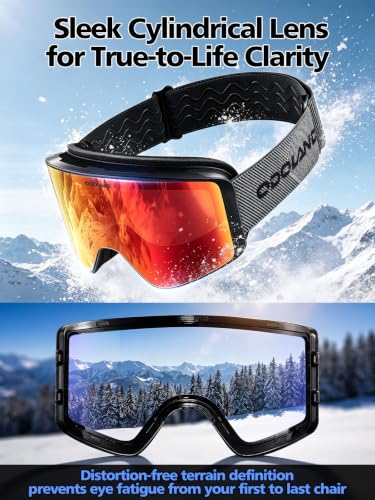 Odoland Ski Goggles Set with Detachable Lens for Men Women | UV Protection, Anti-Fog, Helmet Compatible Snow Goggles for Skiing Snowboarding