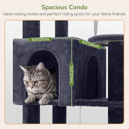 Globlazer Large Platform Cat Tree for Indoor Cats Large Adult, Dark Grey