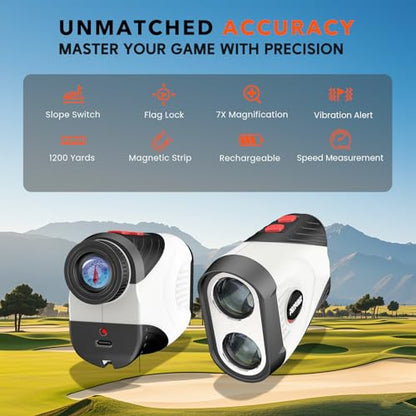 Golf Rangefinder with Slope, 1200 Yard Laser Range Finder, 7X Magnification