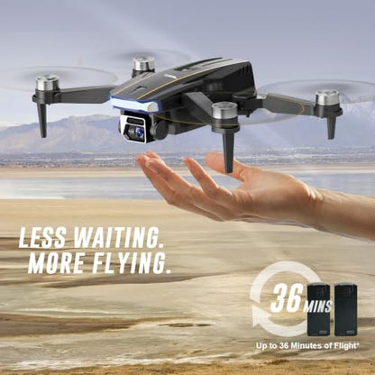 2K Video Drone with Camera for Adults, LCD Screen Remote Controller, 36 Min Flight Time, CHUBORY A68 Foldable Drone, 90° Adjustable Camera, Optical Flow Hover, 2 Batteries, Headless Mode, 3 Speed, Gesture Photo Video, App Control, 8GB MicroSD Card