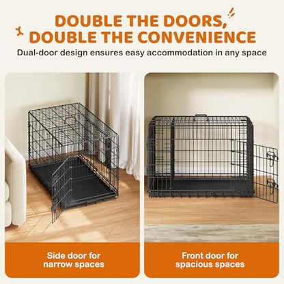 Yaheetech Dog Crate 36'' Double Door Dog Crate with Divider, Removable Tray