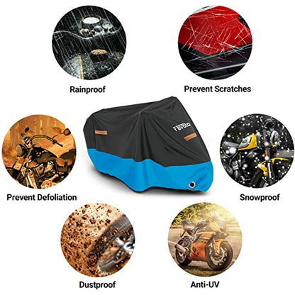Favoto Motorcycle Cover Waterproof Outdoor Storage Oxford Fabric