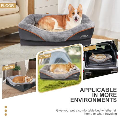 JOYELF Large Memory Foam Dog Bed Orthopedic Dog Bed & Sofa with Removable Washable Cover and Squeaker Toy as Gift
