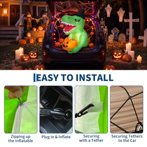 WildVenture 4.5FTLED Inflatable Halloween Decor-Dinosaur Trunk Decorations
