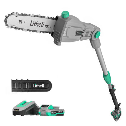 Litheli Cordless Pole Saw 10-Inch, 20V Battery-Powered Pole Saws for Tree Trimming, Tree Trimmer for Branch Cutting, Trimming, Pruning, with 2.0Ah Battery & Charger
