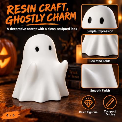 Cute Halloween Ghost Statue Funny Figurine Decorations- Spooky Resin Statue