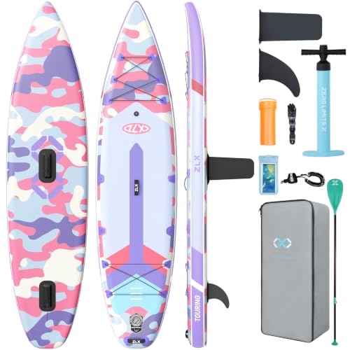 ZLX Inflatable Paddle Board, 11'6" Stand Up Paddleboard for Beginners, Wide SUP with Stable Center Fin, Non-Slip Deck Pad, All Skill Levels, 500LBS