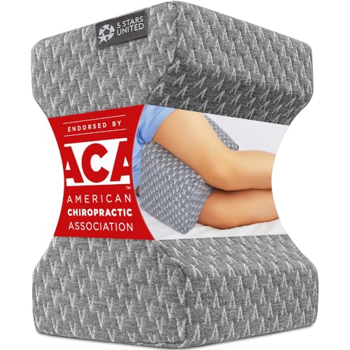 Coussin de genoux 5 ÉTOILES UNITED pour dormeurs latéraux – Coussin de jambes en mousse à mémoire de forme pour dormir sur le côté – Coussin entre les jambes pour les douleurs aux hanches et au bas du dos – Soulagement de la douleur sciatique
