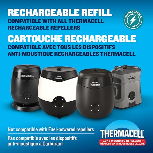 Thermacell E-ZoneGuard Mosquito Repellent Refill, 36-Hr, Rechargeable | 20FT (6M) Zone; 36-Hr Refill Cartidges; Rechargeable; Patio Shield; Outdoor Bug Spray Alternative; Scent Free; DEET-Free