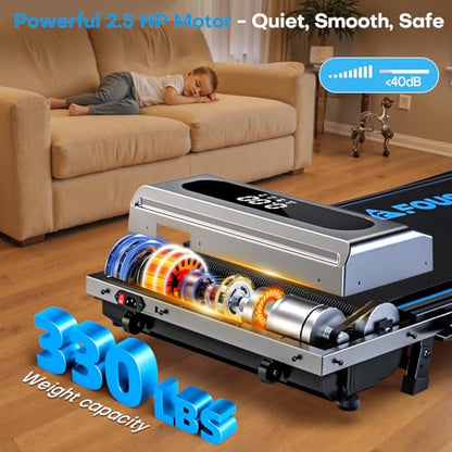 Treadmill with Incline, FOUSAE 5 in 1 Foldable 7.5 MPH Treadmill for Home with App Compatible, 12 Programes, 2.5 HP Under Desk Walking Pad Treadmill with Magnetic Remote Control Double Operation