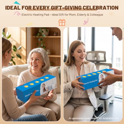 Electric Heat Pad for Back, Neck, Shoulder, 24"x12" Heated Wrap, Light Gray