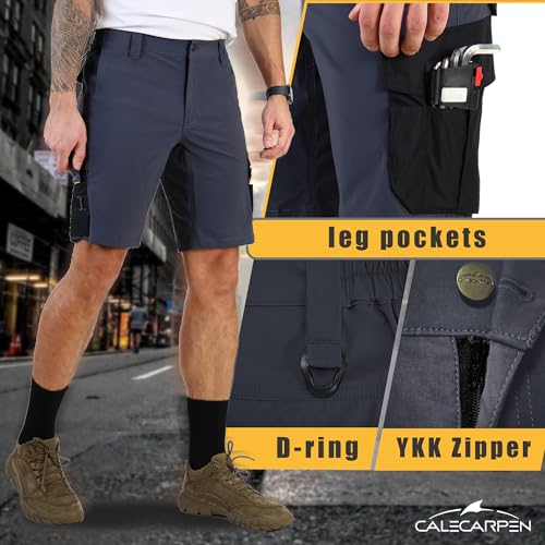 CALECARPEN Work Shorts for Men Construction Mens Workwear Utility Cargo Stretch Water Repellent Tactical Loose Fit Short