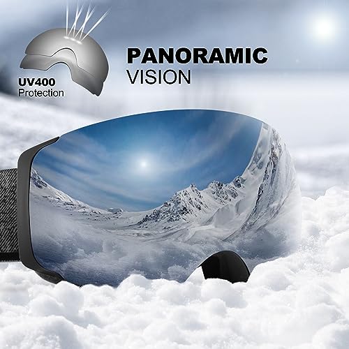 Odoland Ski Goggles with Magnetic Interchangeable Lens for Men Women