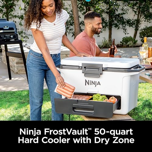 Ninja FrostVault 50qt/47.3L Hard Cooler, Dry Storage Drawer, Cloud White