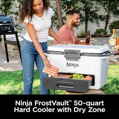 Ninja FrostVault 50qt/47.3L Hard Cooler, Dry Storage Drawer, Cloud White