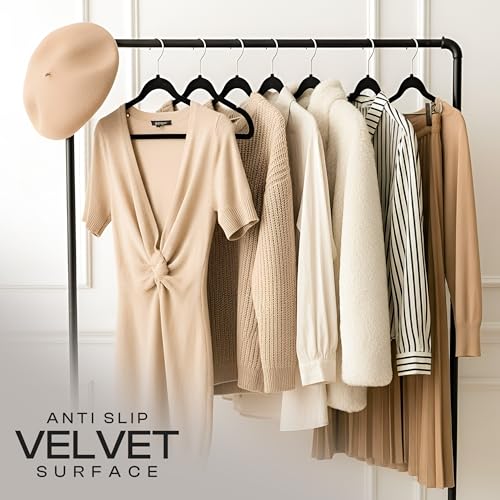 Utopia Home Velvet Hangers 50 Pack – Non-Slip Slim Pink Hangers | Luxury Non-Slip Slim Pant & Coat Hangers | Strong Space-Saving Clothes Hangers | 360° Swivel Hook