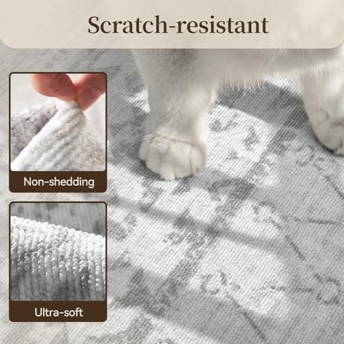 Area Rug 5x7 Rugs for Living Room Bedroom Carpet Boho Modern Moroccan Washable Rugs for Bedroom Dining Living Room Rug Neutral Rug Home Room Grey