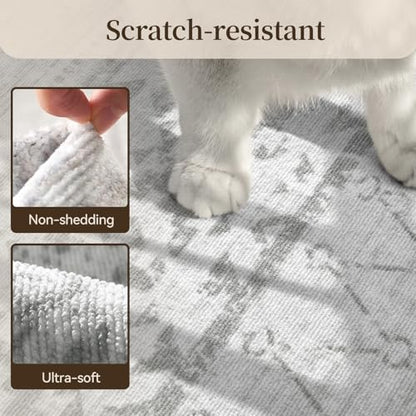 Area Rug 5x7 Rugs for Living Room Bedroom Carpet Boho Modern Moroccan Washable Rugs for Bedroom Dining Living Room Rug Neutral Rug Home Room Grey