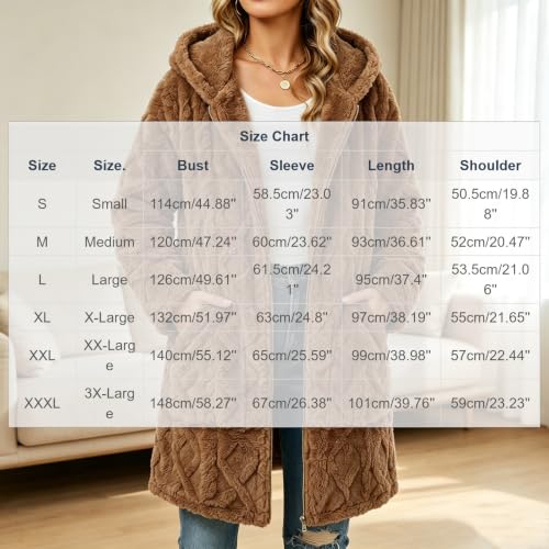 Fall Jackets for Women Jackets for Women Fuzzy Hooded Coat Mid‑Length Diamond Quilted Zip Up Plush Jacket for Home Lounging Brown S