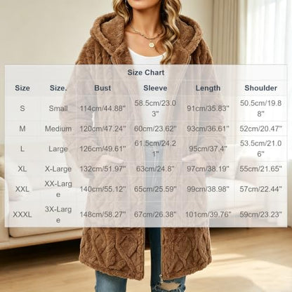 Fall Jackets for Women Jackets for Women Fuzzy Hooded Coat Mid‑Length Diamond Quilted Zip Up Plush Jacket for Home Lounging Brown S