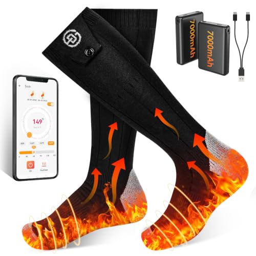 Heated Socks with Rechargeable 7000mAh*2 Battery for Men Women, X-Large