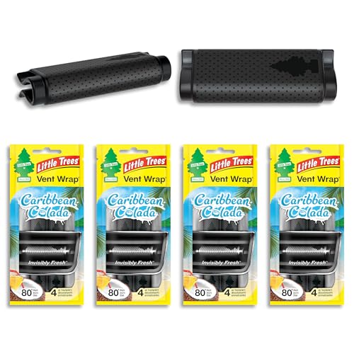 LITTLE TREES Car Air Freshener. Vent Wrap Provides Long-Lasting Scent, Slip on Vent Blade. Caribbean Colada, 16 Air Fresheners