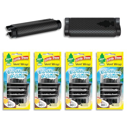 LITTLE TREES Car Air Freshener. Vent Wrap Provides Long-Lasting Scent, Slip on Vent Blade. Caribbean Colada, 16 Air Fresheners