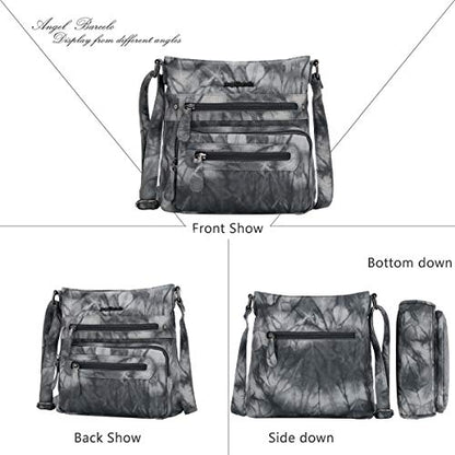 Angel Barcelo Crossover Purse and Handbags Crossbody Bags for Women,Ultra Soft Leather Neatpack Bag Shoulder Purses for Girl (Dark Grey)