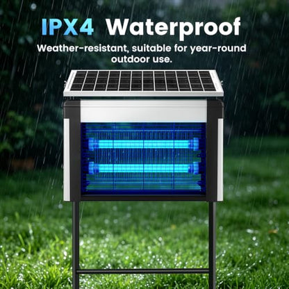 Hefite Bug Zapper Outdoor Solar Powered, 4000V Electric, 20W UV-Led