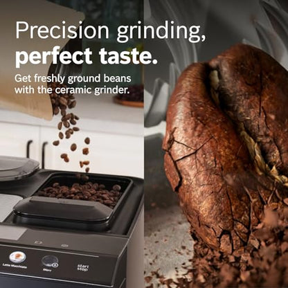 Bosch 500 Series Fully Automatic Coffee, Espresso Machine - Black | Double Cup, Large Bean Capacity, 9 Coffee and Milk-Based Drinks - Barista Quality, Programmable Super Coffee Maker