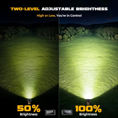 LIVOWALNY Cordless LED Work Light Compatible with Dewalt 20v Battery, 112W 11200LM Flashlight, Portable LED Flood Battery Light with USB A & USB C Charging Output Port for Emergency