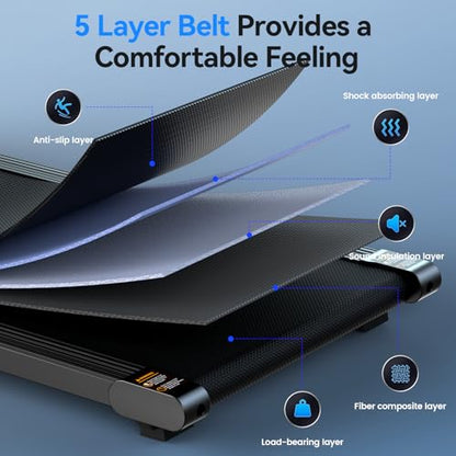3 in 1 Walking Pad with 3-Level Adjustable Incline, Under Desk Treadmill for Home Office with 2.5HP Quiet Motor, LED Display, Hidden Safety Switch, Compact Portable Jogging Machine for Small Spaces