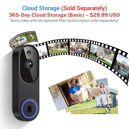 Nexosoar 1080p Wireless Doorbell Camera with Real-Time Alerts