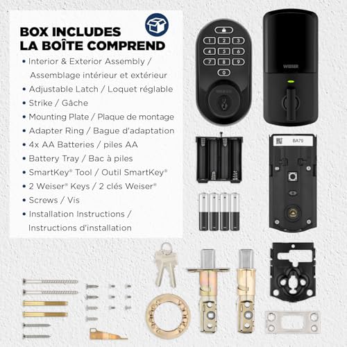 Weiser Halo Matte Black WiFi Smart Lock, Keyless Entry Door Lock, Touchpad Keypad Door Lock, Amazon Alexa & Google Assistant/Google Home Compatible, Deadbolt Lock, Smart Locks for Entry Door