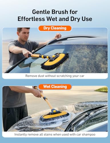 AstroAI Car Wash Brush, Long Handle Mop with Rotating Head, Cleaning Kit