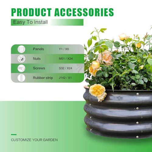 GrowHaus 2Pack 2x2x1FT Galvanized Raised Garden Bed, Planter Boxes Outdoor Round Metal Garden Beds for Planting Vegetables Flowers Herbs Dark Gray
