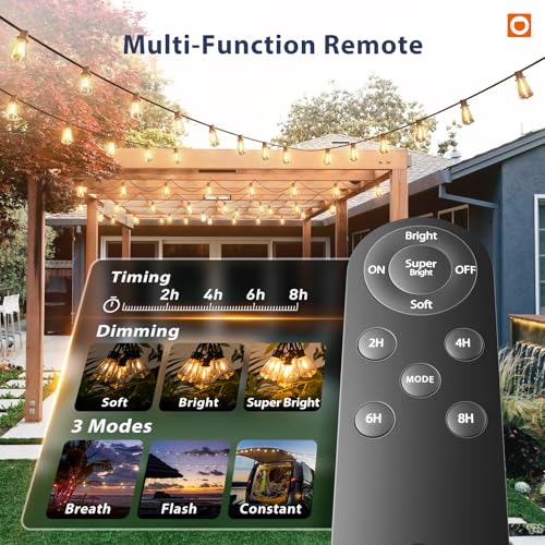addlon 102FT(96FT+6) Solar String Lights Outdoor with Remote, Waterproof