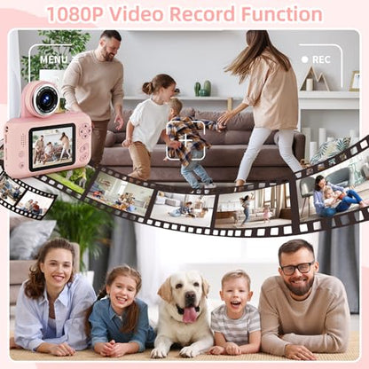 Kids Camera for Boys and Girls HD Selfie Digital Camera for 3-12 Year Old Kids with Tripod & SD Card, Perfect for Christmas & Birthday Gifts Best Festival Gift