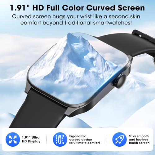 Curve Smart Watch for Men Women, 1.91" Smartwatches with 120+ Sport Modes, Fitness Tracker with Bluetooth Call, Waterproof Activity Tracker Smartwatch for iOS Android Phones